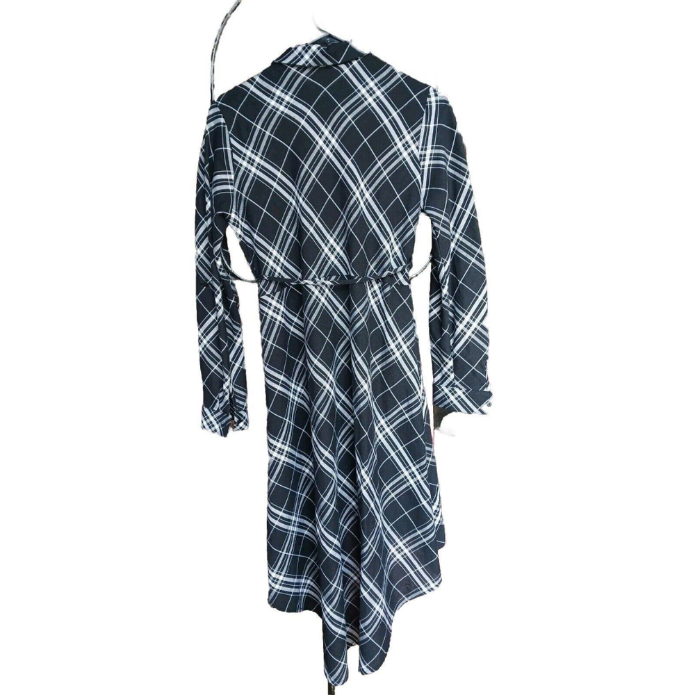 Love Notes Black Plaid Button Down Shirt Dress Medium - Picture 2 of 4